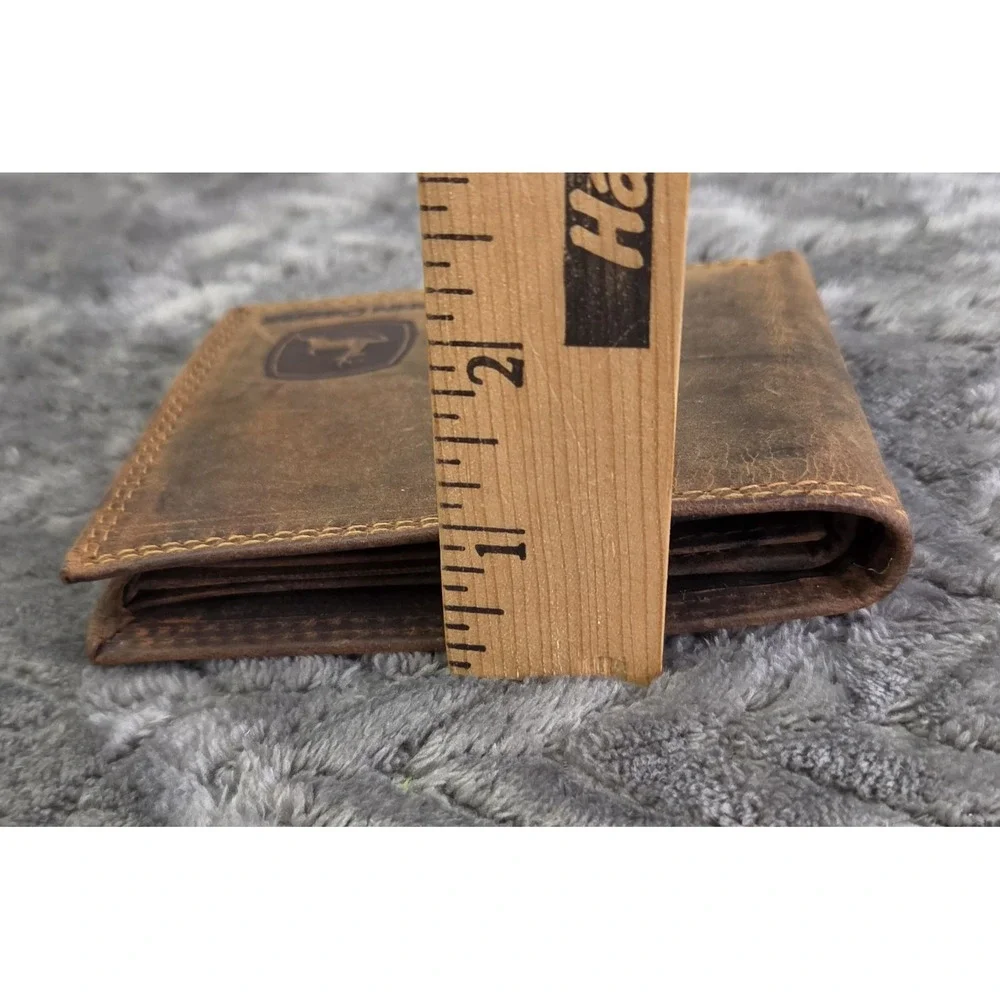 John Deere Men's Brown Leather Wallet Credit Card Holder